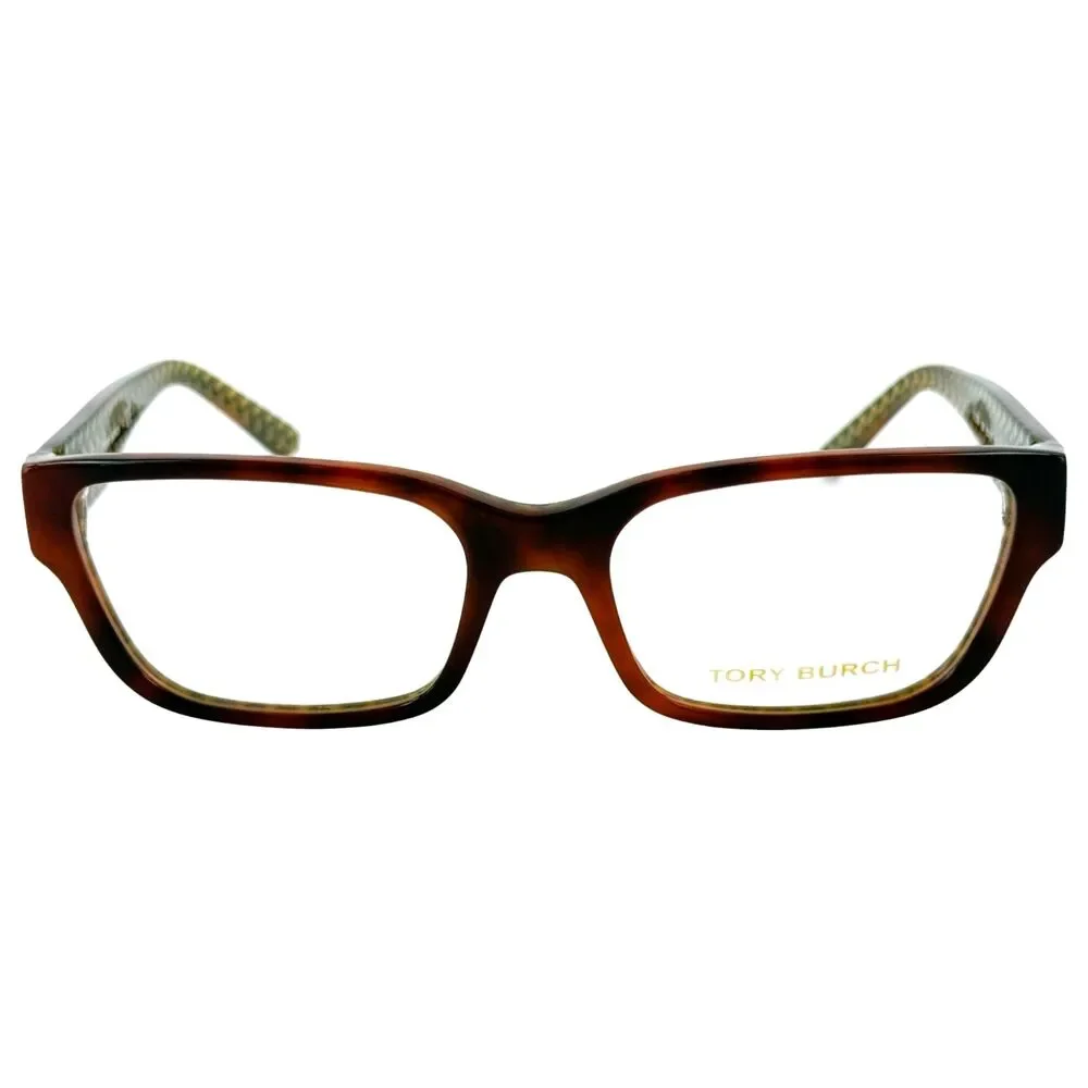 Tory Burch TY2074 Womens Plastic Eyeglass Frame 1654 Tortoise Green ZigZag 53-17